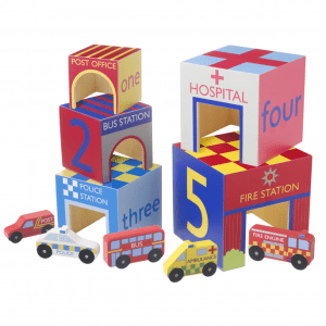 Emergency Services Wooden Stacking Cubes from Orange Tree Toys