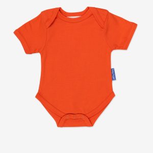 Organic Orange Short Sleeved Baby Body from Toby Tiger