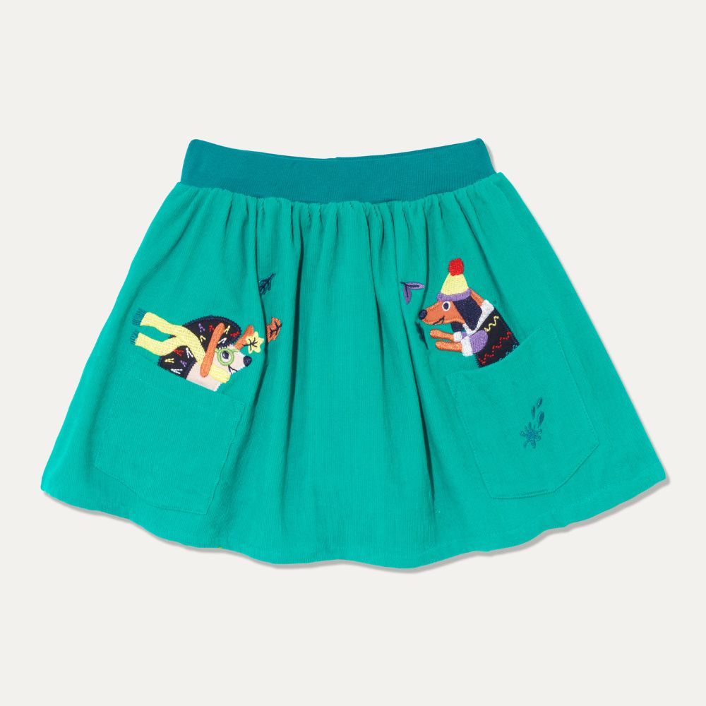 Turquoise Cord Lined Skirt