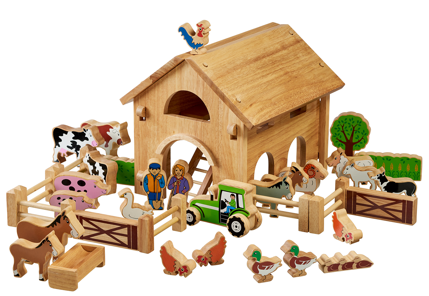 Deluxe Farm Barn, Tractor and 34 Colourful Pieces