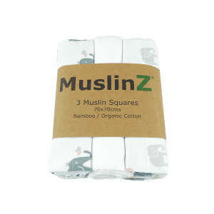 MuslinZ 3 Pack Muslin Squares 70x70cm – Elephant