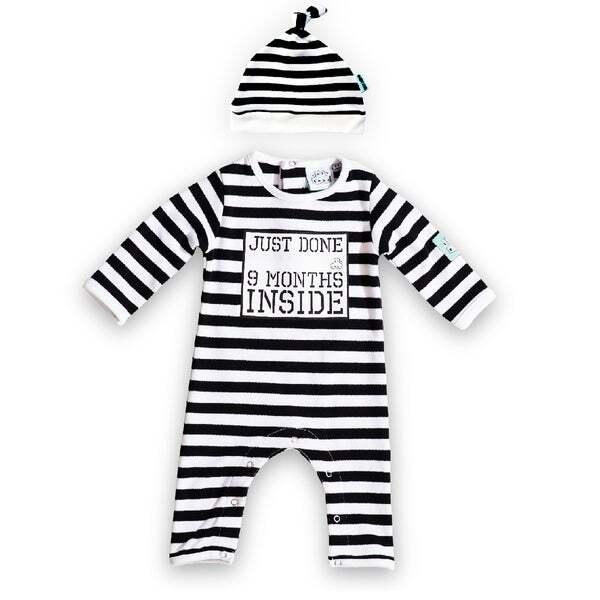 Lazy Baby Bundle of ‘Just Done 9 Months Inside’ Babygrow and Hat