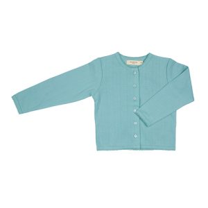 Pointelle Cardigan in Turquoise