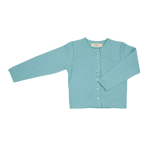 Pointelle Cardigan in Turquoise
