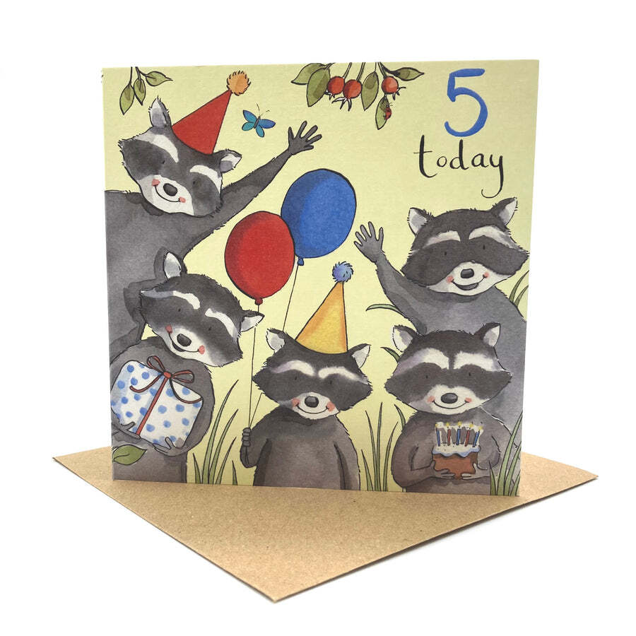 5th Birthday Card – Raccoons