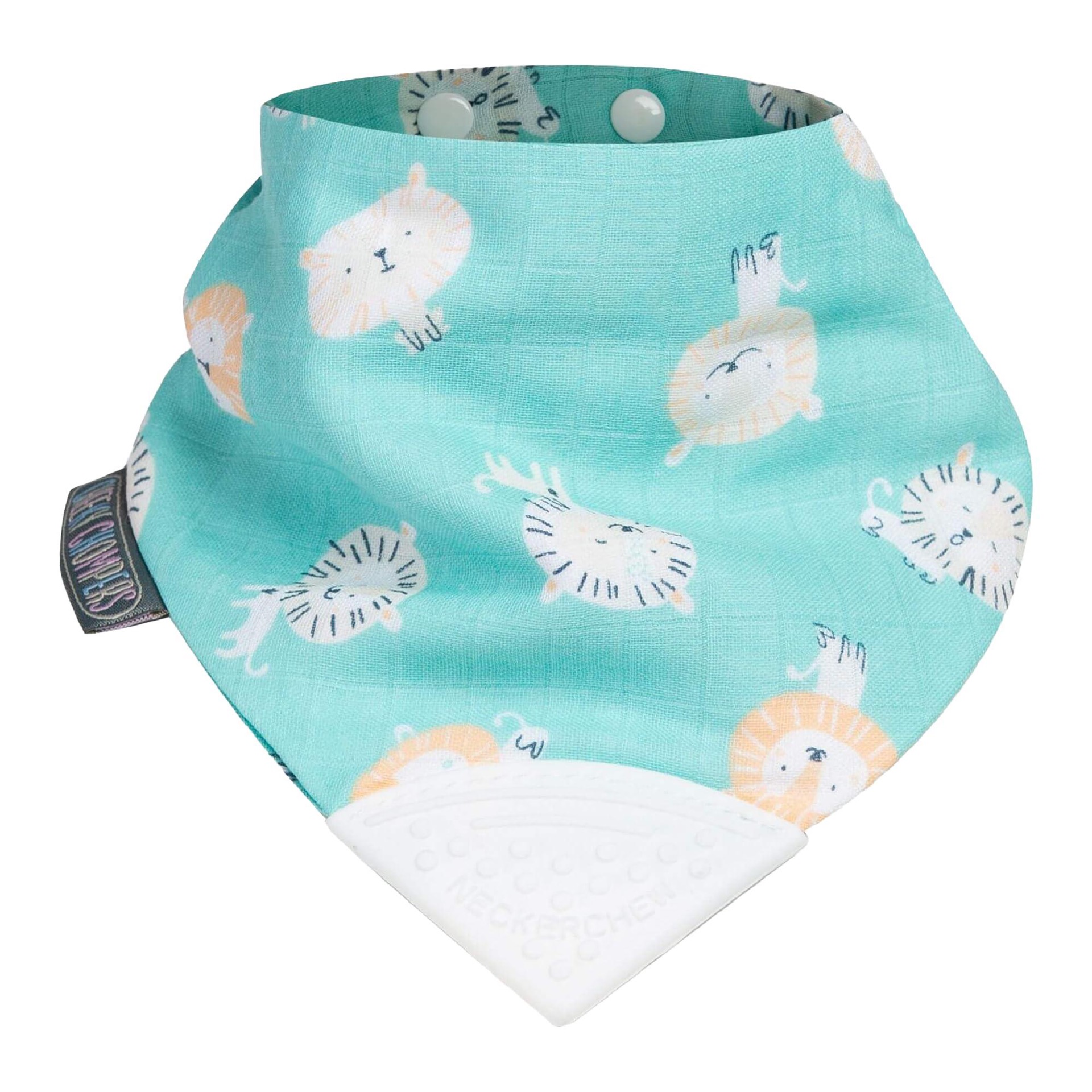 Cheeky Chompers Muslin Baby Bibs with Teether – Lovable Lion