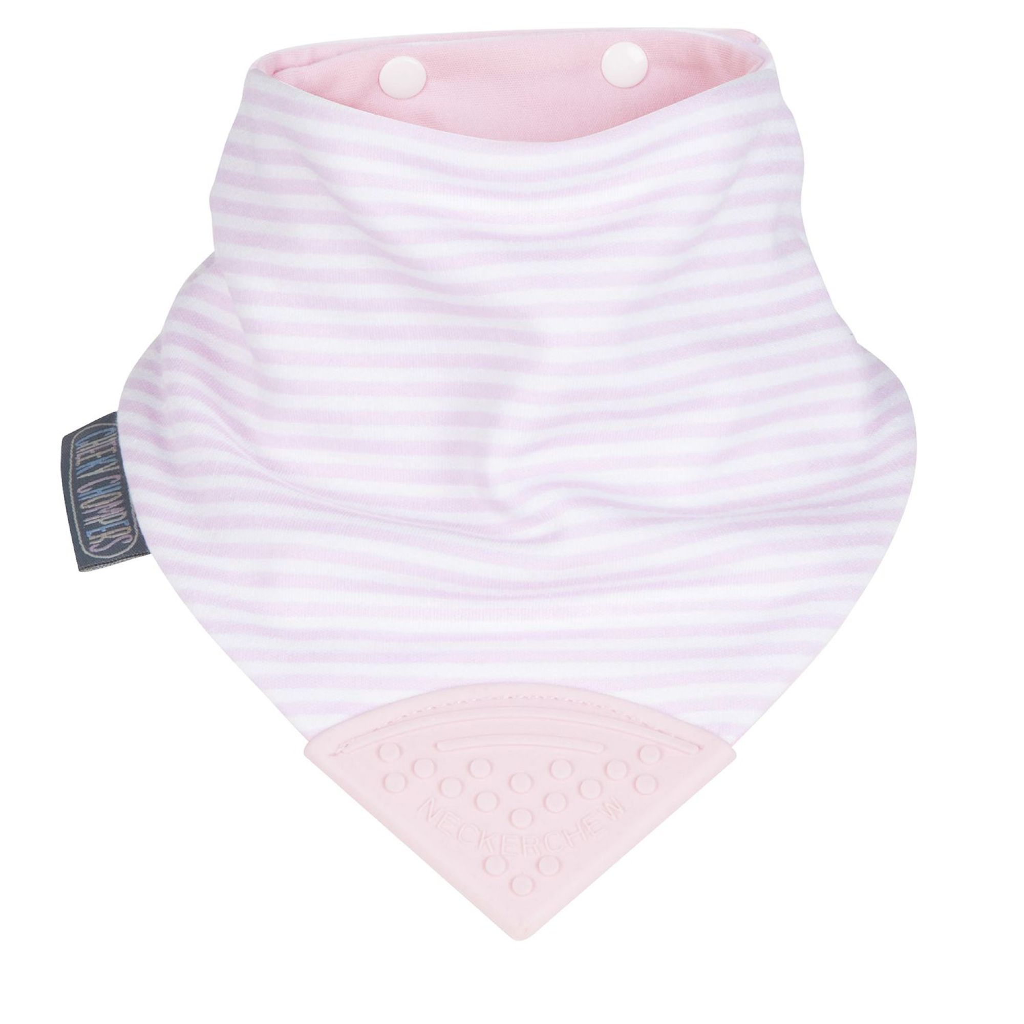 Infant Cheeky Chompers ‘Neckerchew’ Reversible Teething Bib – Pink Stripe
