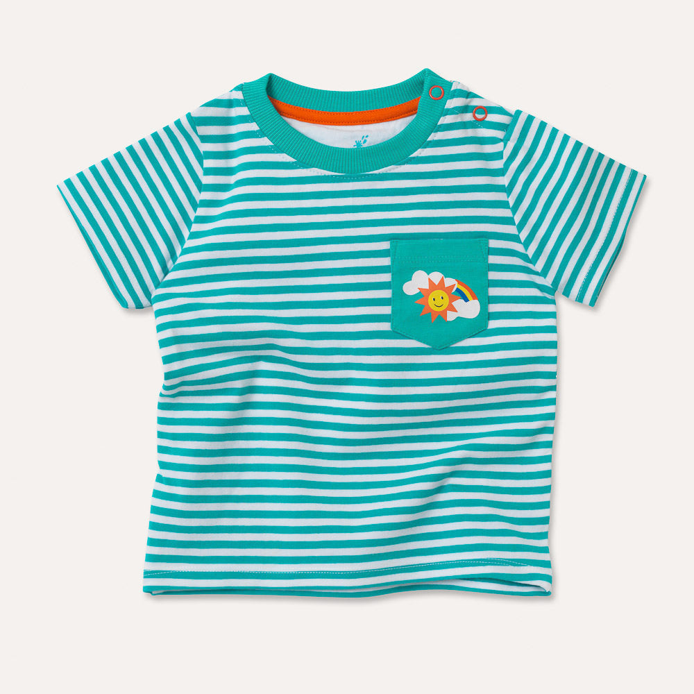 Ducky Zebra – T-Shirt in Turquoise Stripe
