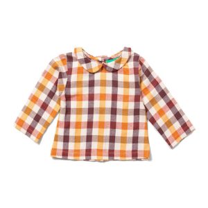 Autumn Leaves Checked Peter Pan Collar Blouse