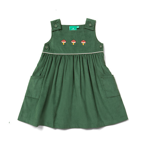 Embroidered Toadstool Corduroy Pinny Dress with Blouse from Little Green Radicals