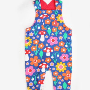 Organic Floral Mushroom Print Dungarees from Toby Tiger