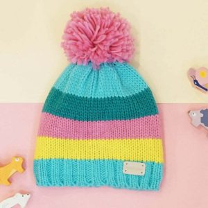 Pastel-Striped Bobble Hat from Blade and Rose