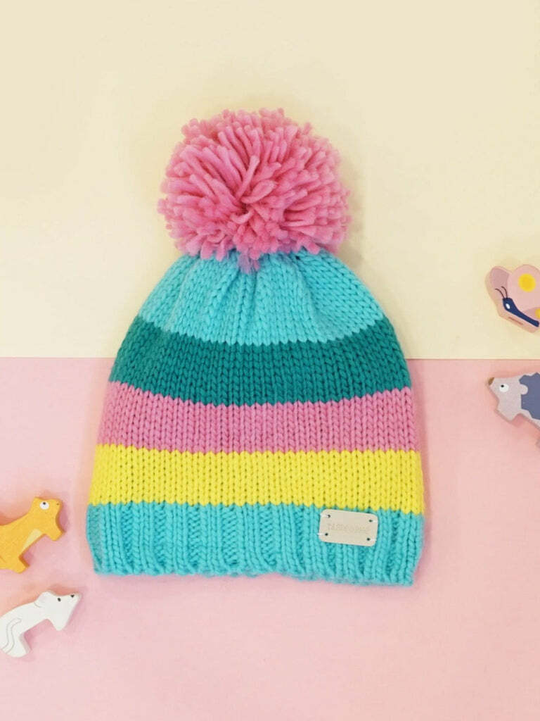 Pastel-Striped Bobble Hat from Blade and Rose