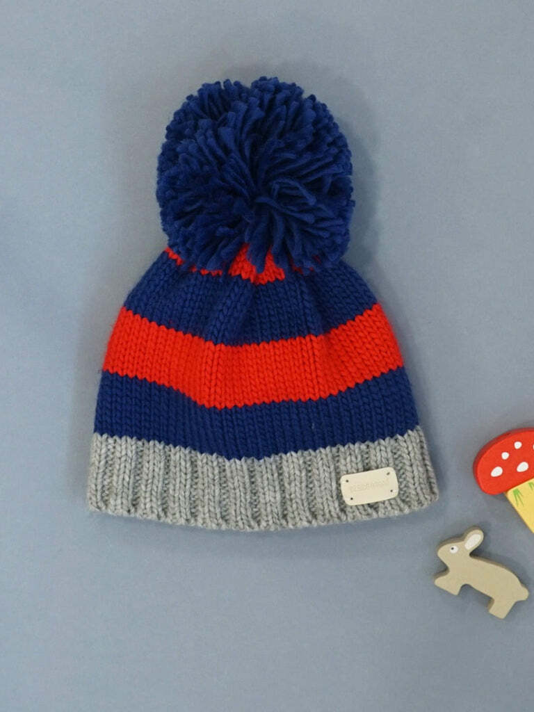 Red and Blue Striped Bobble Hat from Blade and Rose