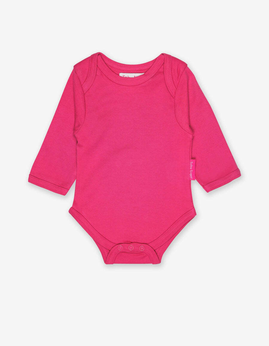 Organic Pink Long Sleeve Baby Body from Toby Tiger