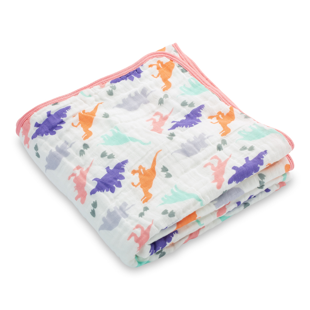 Rawr-Some Dinosaur Muslin Quilt (Pink) from LollyBanks