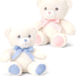 Baby Cream Bear Blue with Ribbon