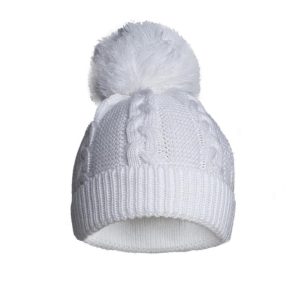 Soft Touch Newborn Eco Friendly Knitted Baby Bobble Hat - White